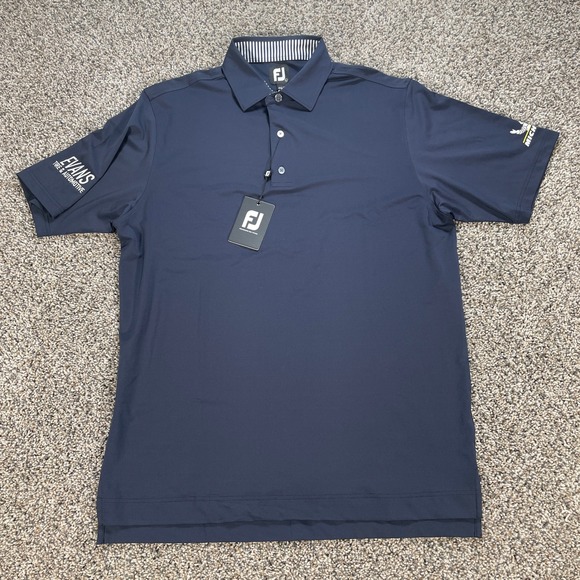 FootJoy Men's Large ProDry Golf Navy Polo Shirt Evans Tire Michelin